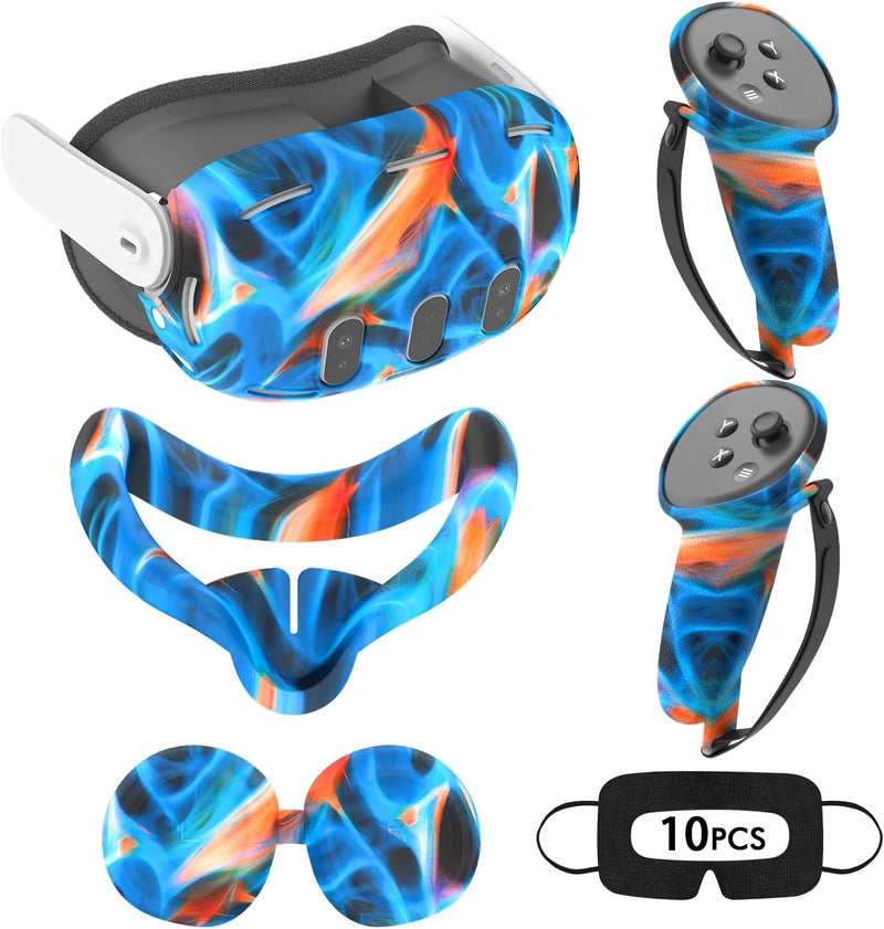 Relohas Deluxe 5 in 1 Silicone Accessories for Meta Quest 3, VR Protective Case Set, Controller Grip Cover, VR Shell Cover, Face Cover, Gifts for Christmas & Halloween (Aurora) - Image 1